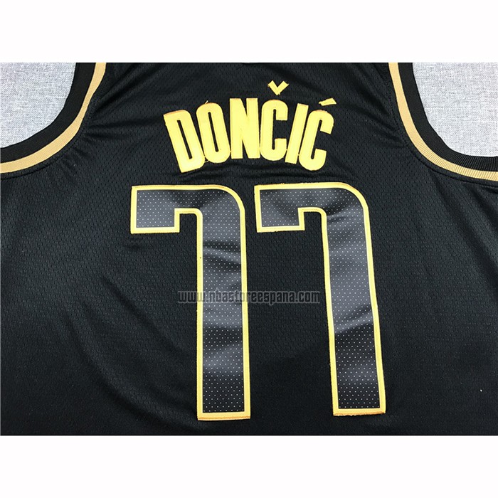 Camiseta Golden Edition Dallas Mavericks Luka Doncic NO 77 Negro